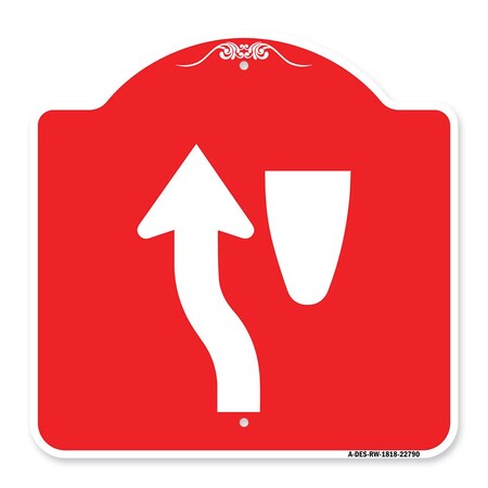 Signmission Designer Series Traffic Keep Left, Red & White Aluminum Architectural Sign, 18" x 18", RW-1818-22790 A-DES-RW-1818-22790